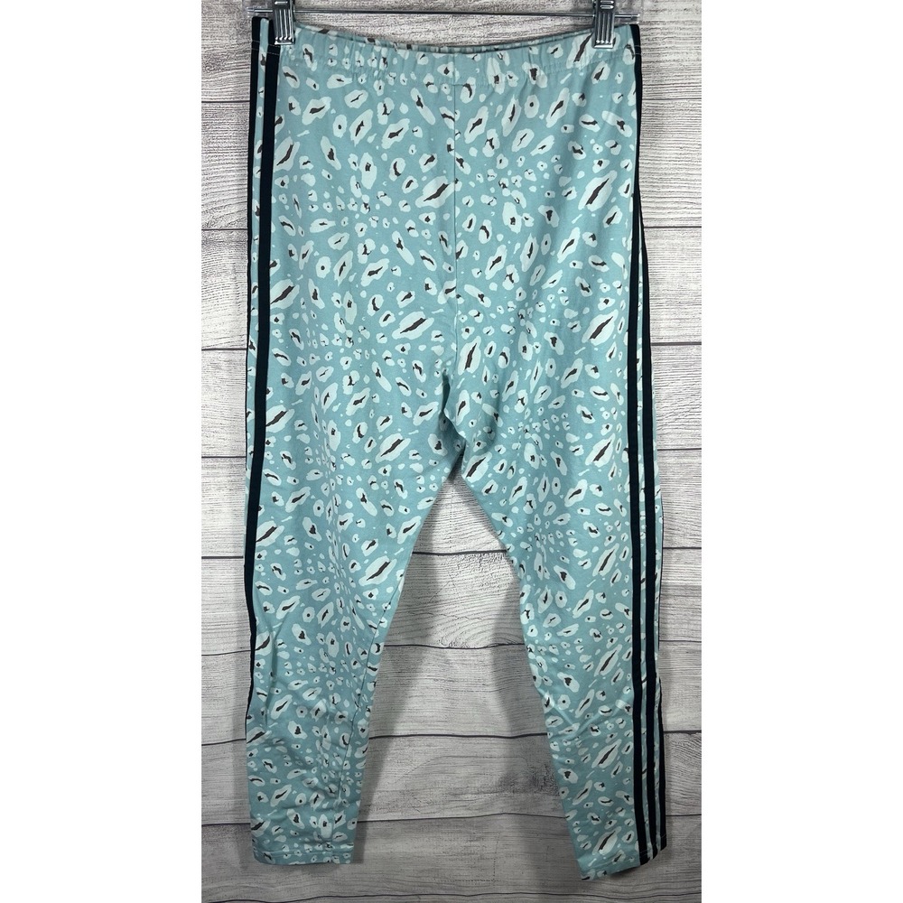 Adidas Women's L Teal Leopard Print Leggings Athletic Yoga Pants‎ - Picture 2 of 6